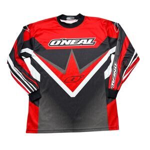 VTG O’Neal Racing  Long Sleeve Racing Shirt Mens Sz M Black And Red Retro - Y2K